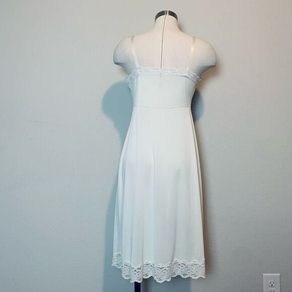 Vintage VTG Ivory Lace Scallop Slip Dress Nightgown 34 Small Medium - Picture 3 of 5